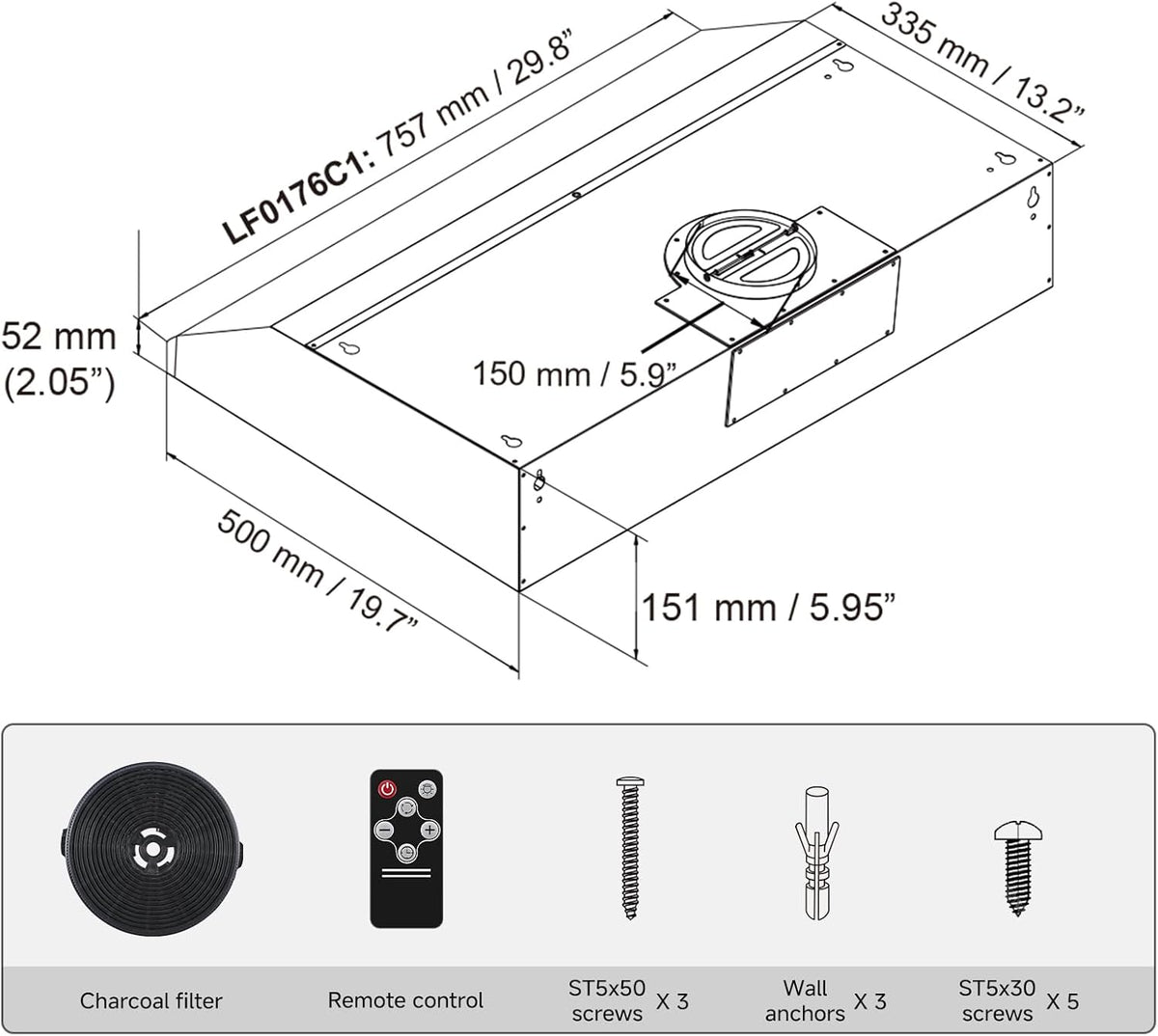AMZCHEF 30" Under Cabinet Range Hood, 750CFM Stainless Steel Vent Hood Jansha Store