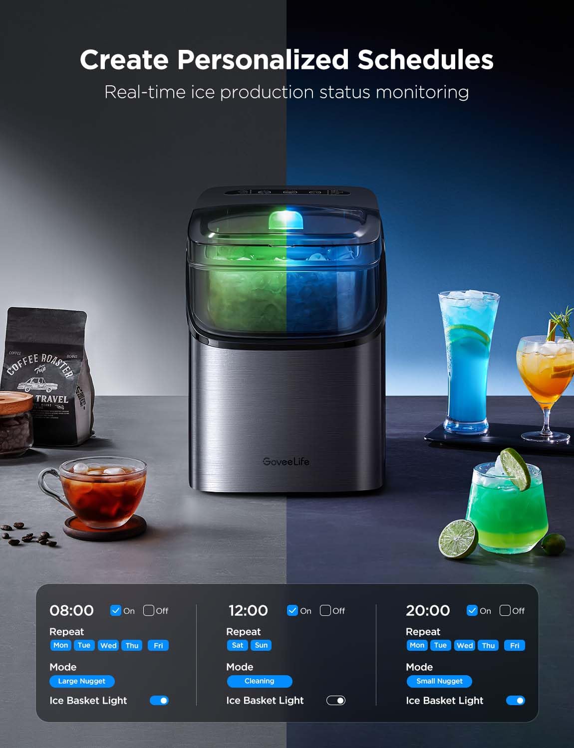 GoveeLife Smart Ice Maker, 9 Ice Cubes in 6 Mins 3 Sizes, 26lbs/Day, Silver Jansha Store