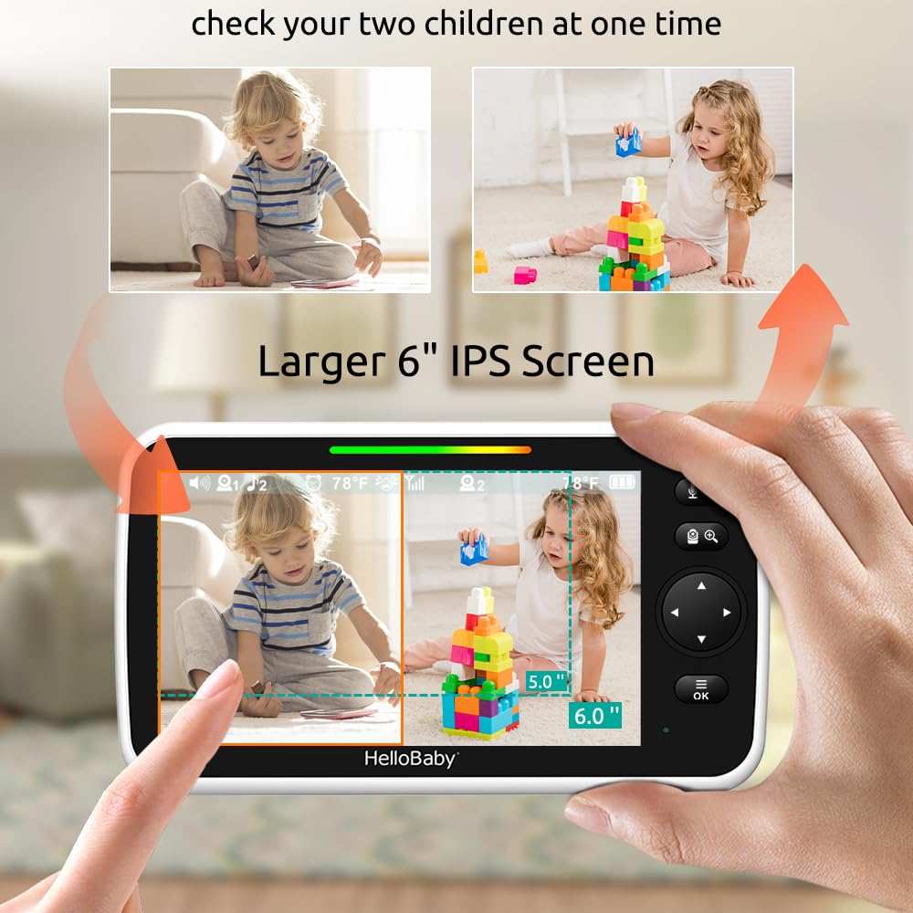 HelloBaby No WiFi Baby Monitor Camera and Audio HB6550, 5" Video Screen Jansha Store