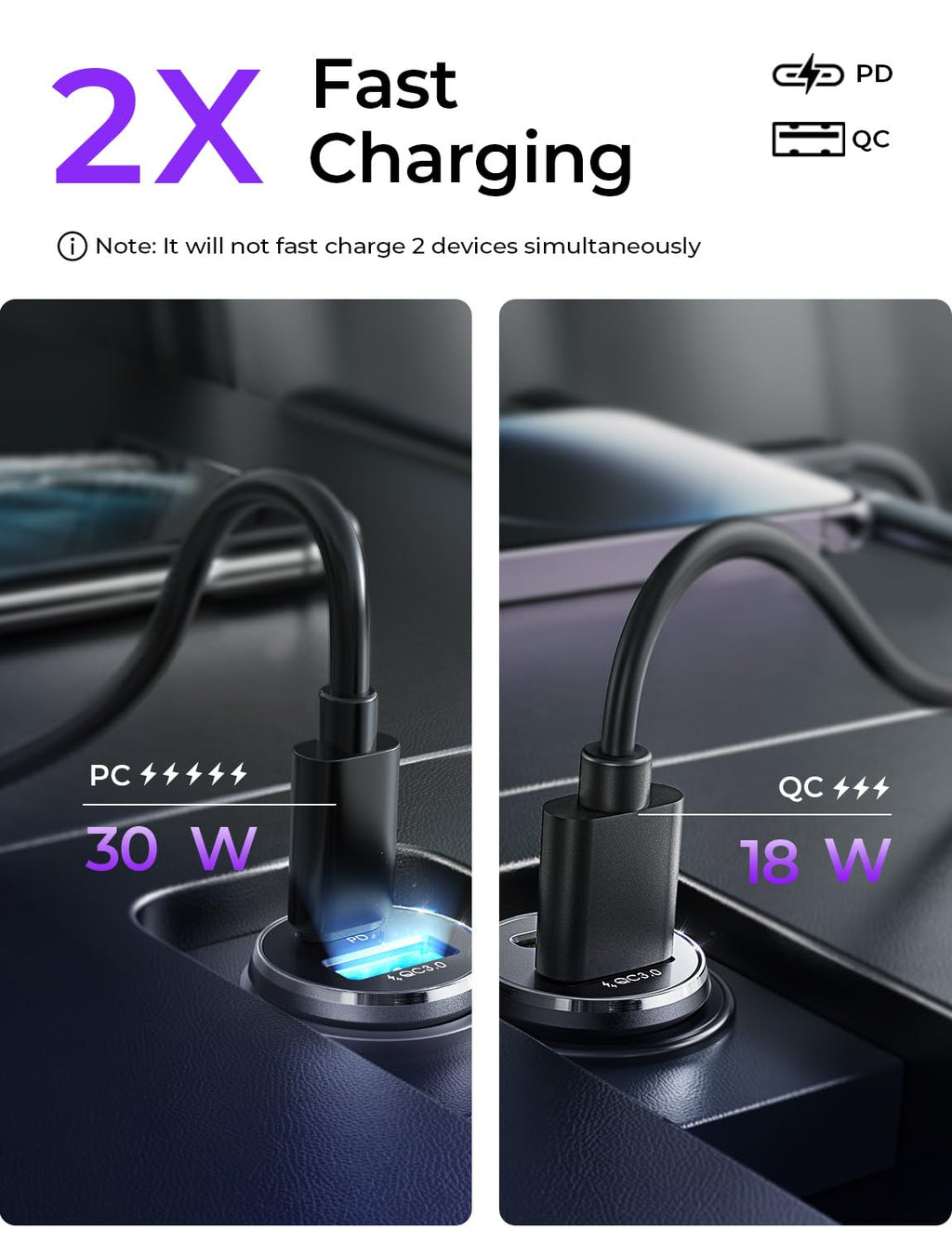 LISEN Car Charger USB C, 69W Cigarette Lighter USB Charger Adapter, 2 Pack Jansha Store
