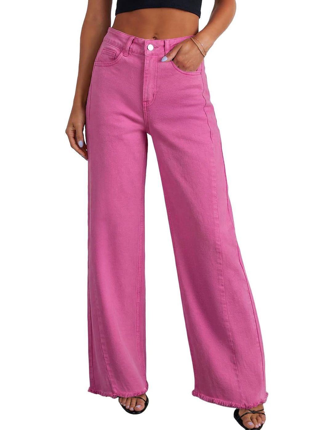 Sidefeel Women's Wide Leg Jeans High Waisted Stretchy Denim Pants Jansha Store