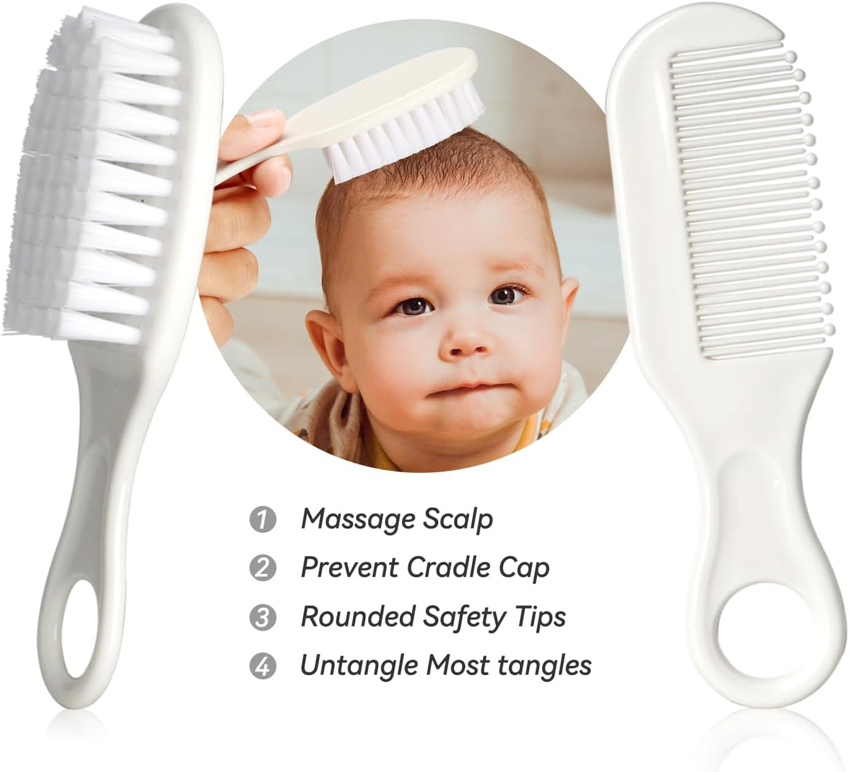 Baby Grooming Kit, Infant Safety Care Set with Hair Brush Comb Nail Clipper Nasal Aspirator,Baby Essentials Kit for Newborn Girls Boys (Grey White) Jansha Store