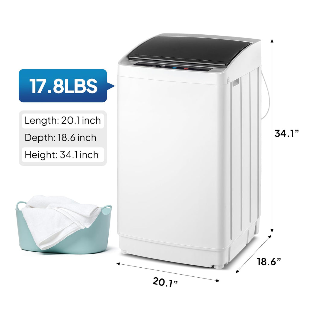 ROVSUN 25LBS Portable Washing Machine, Full-Automatic Electric Laundry Machine with Stainless Steel Drum, Compact Washer and Spin Dryer Combo with Drain Pump for Home, Apartment Jansha Store