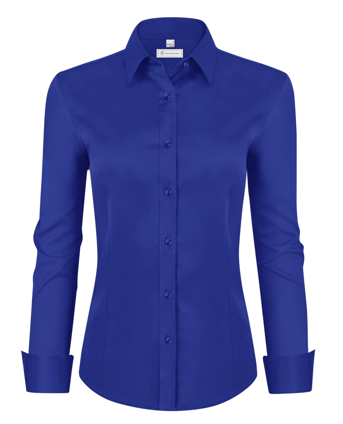 siliteelon Womens Classic-Fit Dress Shirts Long Sleeve Button Down Wrinkle-Free Stretch Solid Casual Work Office Blouse Top Jansha Store