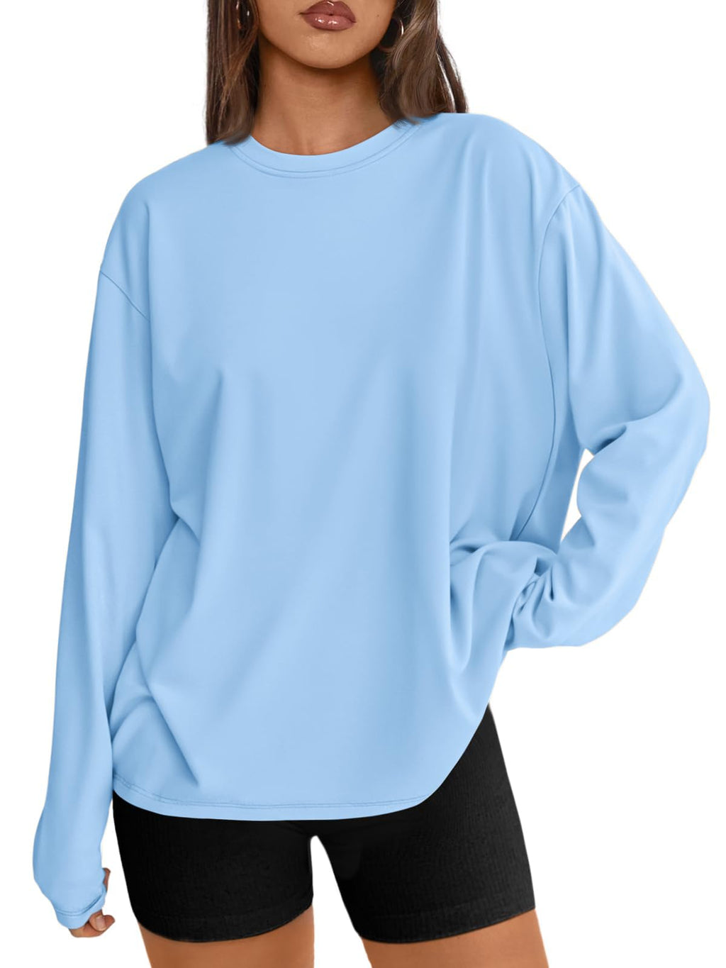 Trendy Queen Womens Oversized Long Sleeve Shirts Fall Tops 2026 Basic Tees Jansha Store