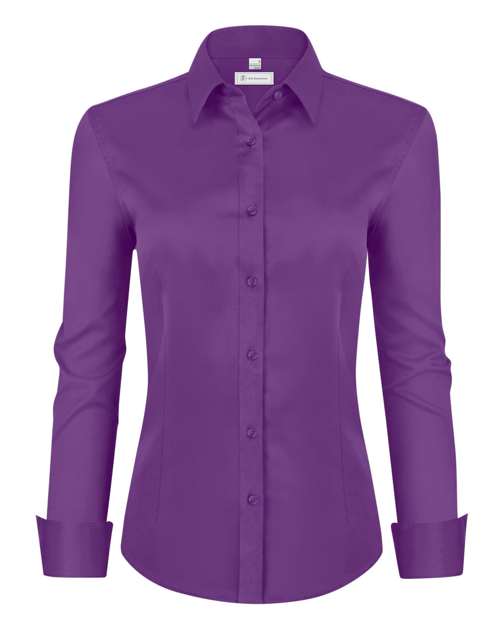 siliteelon Womens Classic-Fit Dress Shirts Long Sleeve Button Down Wrinkle-Free Stretch Solid Casual Work Office Blouse Top Jansha Store