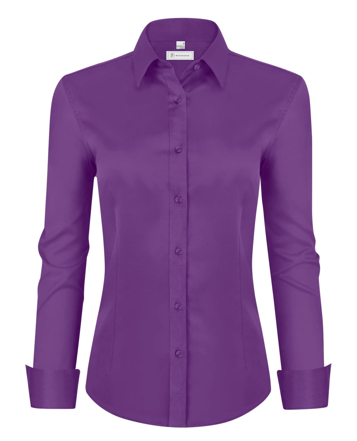 siliteelon Womens Classic-Fit Dress Shirts Long Sleeve Button Down Wrinkle-Free Stretch Solid Casual Work Office Blouse Top Jansha Store
