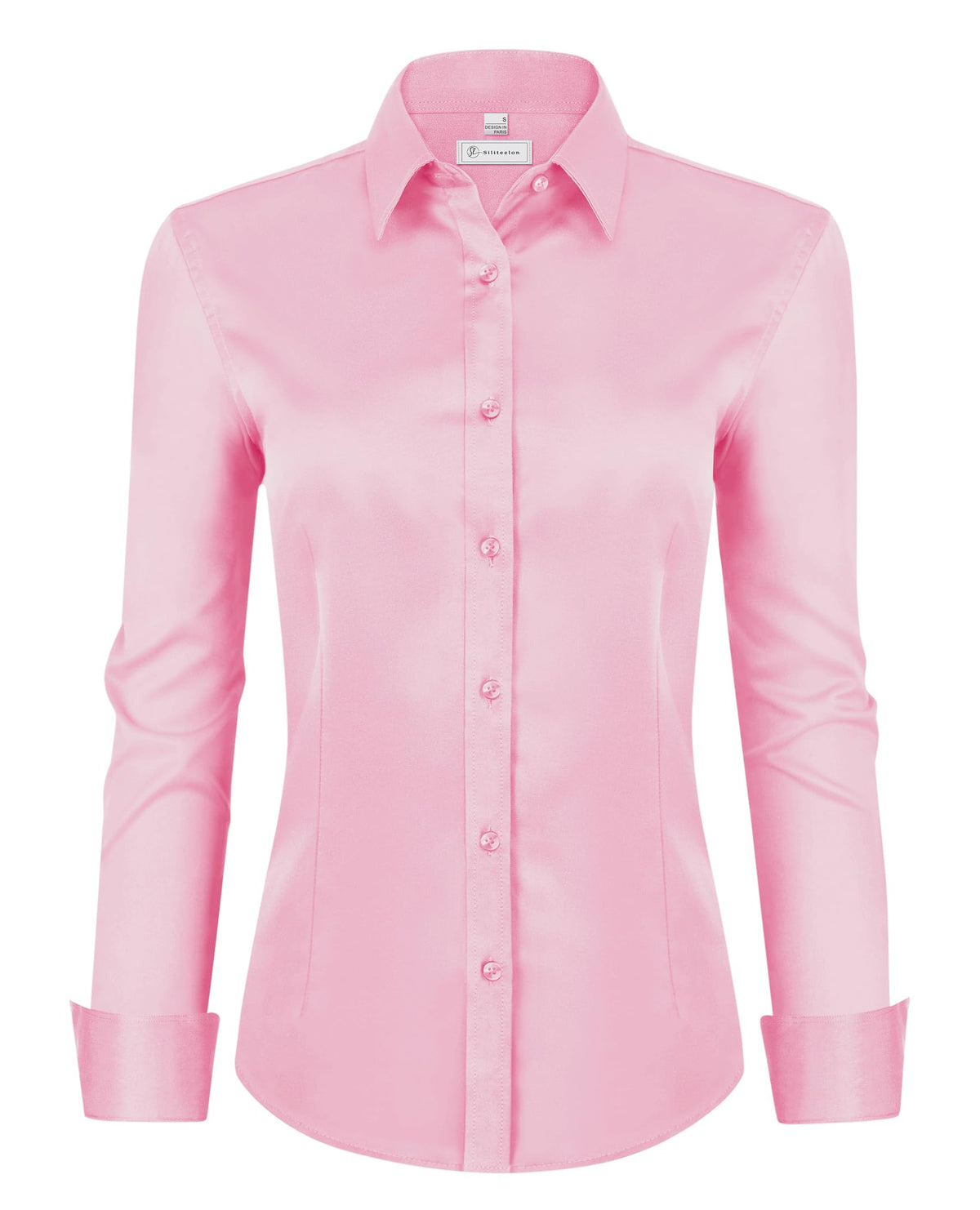 siliteelon Womens Classic-Fit Dress Shirts Long Sleeve Button Down Wrinkle-Free Stretch Solid Casual Work Office Blouse Top Jansha Store