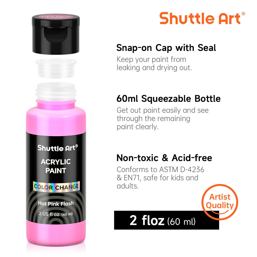 Shuttle Art Acrylic Paint, 36 Colors Acrylic Paint Set with Brushes & Palette, 2oz/60ml Bottles, Rich Pigments Non-toxic for Artists Kids & Adults, Painting on Canvas Rocks Ceramic Wood Jansha Store