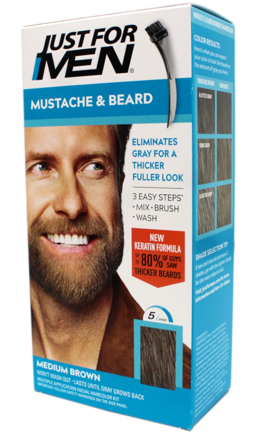 JUST FOR MEN Mustache & Beard Dye, Keratin, Light Brown M-25 (1 Pack) Jansha Store