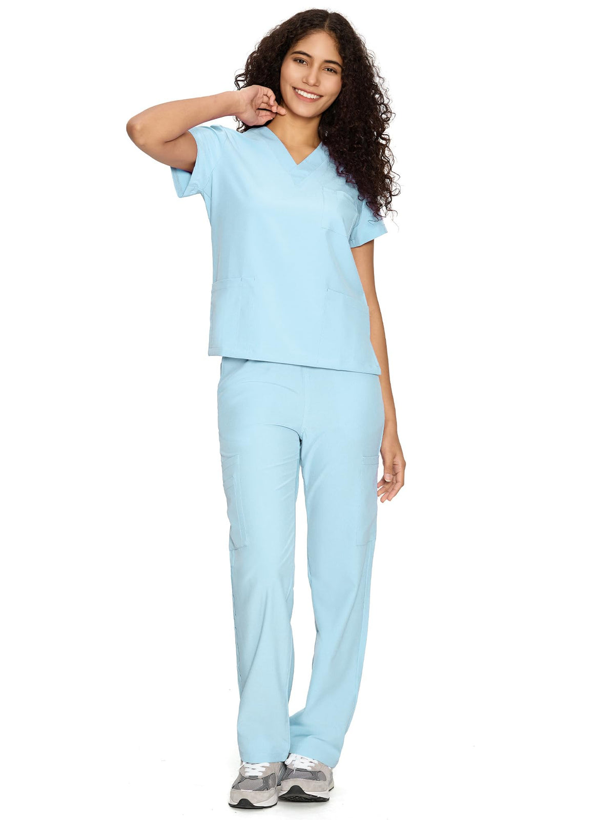 COZYFIT Scrubs for Women Set - V-Neck & Straight Leg Pants with 9 Pockets Jansha Store