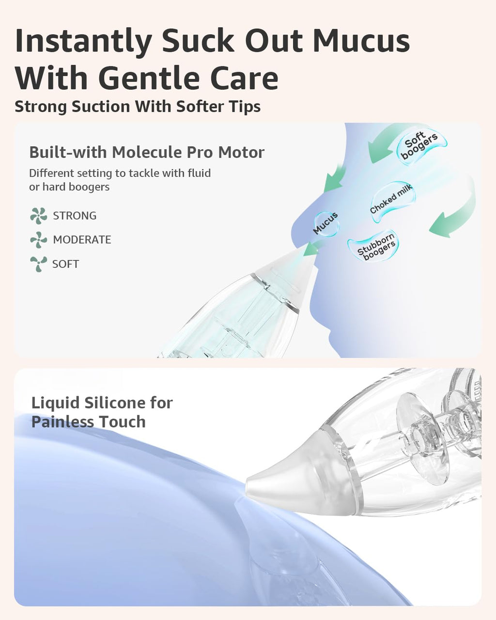 GROWNSY Baby Nasal Aspirator, Electric Nose Sucker, Powerful Suction,Grey Jansha Store