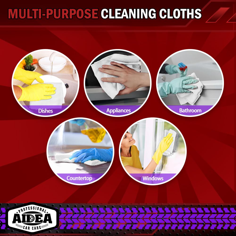 AIDEA Microfiber Cleaning Cloth-50PK, Microfiber Towels for Cars, 12"×12" Jansha Store