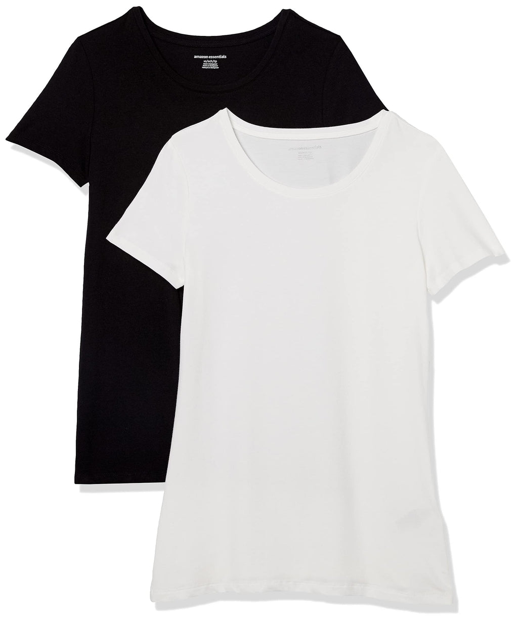 Amazon Essentials Women's Regular-Fit Short-Sleeve T-Shirt (V-Neck or Crewneck), Cotton Modal Blend, Pack of 2 Jansha Store