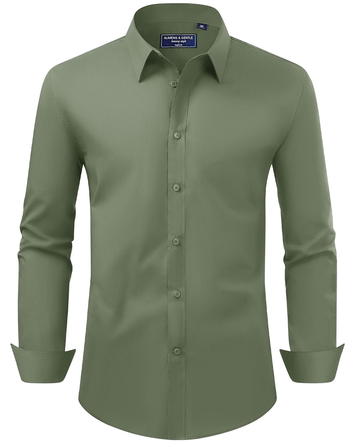 Alimens & Gentle Men's Dress Shirt Regular Fit Stretch Stain Shield Long Sleeve Solid Business Wedding Button Down Shirts Jansha Store