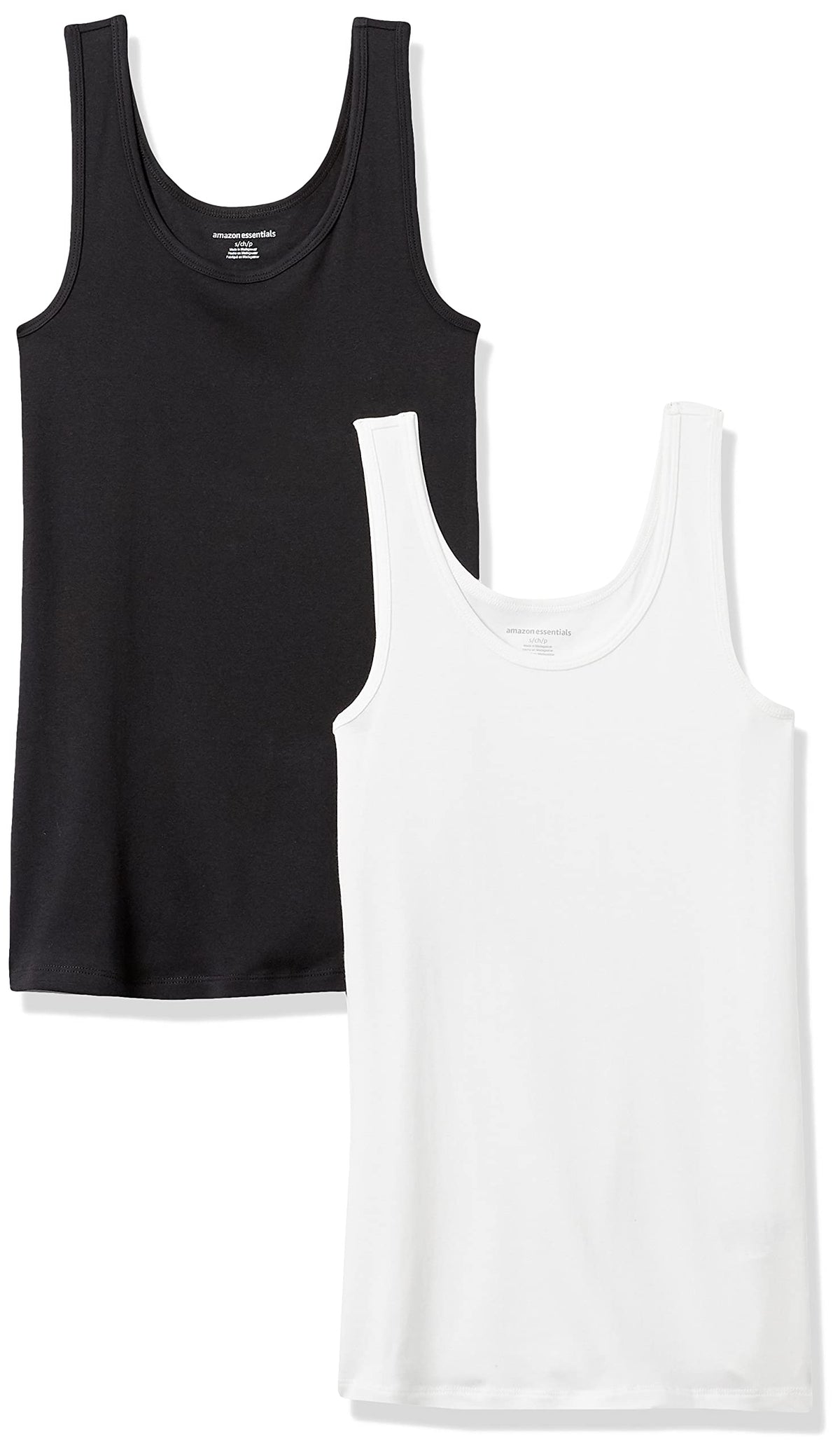 Amazon Essentials Women's Slim-Fit Ribbed Scoop Neck Tank Tops, Pack of 2 Jansha Store