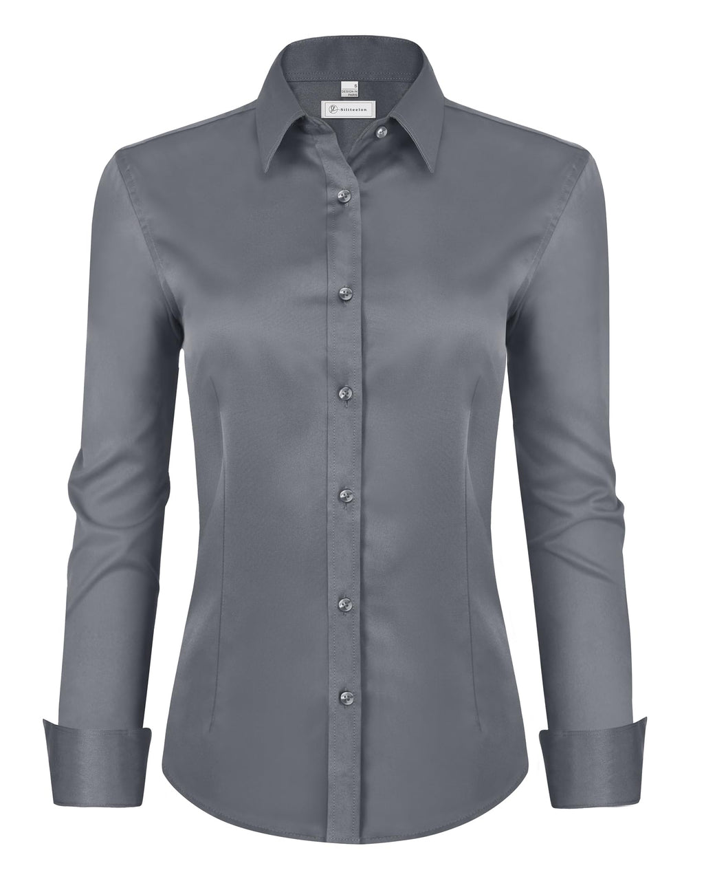siliteelon Womens Classic-Fit Dress Shirts Long Sleeve Button Down Wrinkle-Free Stretch Solid Casual Work Office Blouse Top Jansha Store