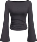 PRETTYGARDEN Womens Bell Long Sleeve Ribbed Knit Tops Jansha Store