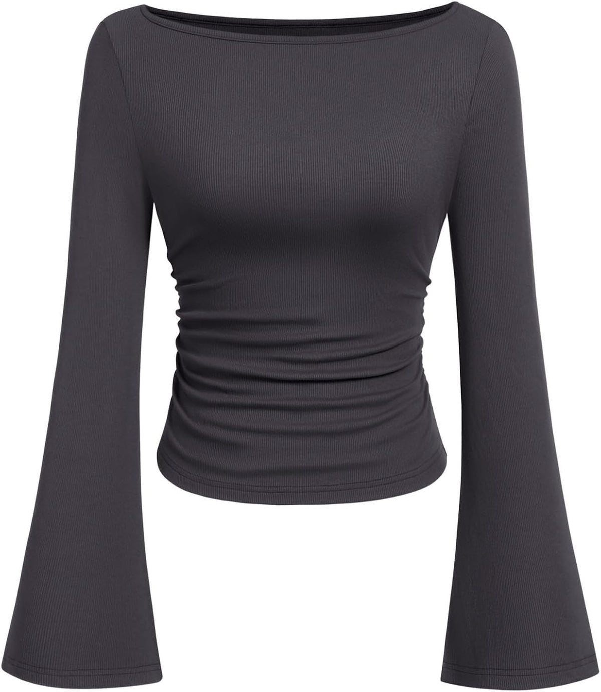 PRETTYGARDEN Womens Bell Long Sleeve Ribbed Knit Tops Jansha Store