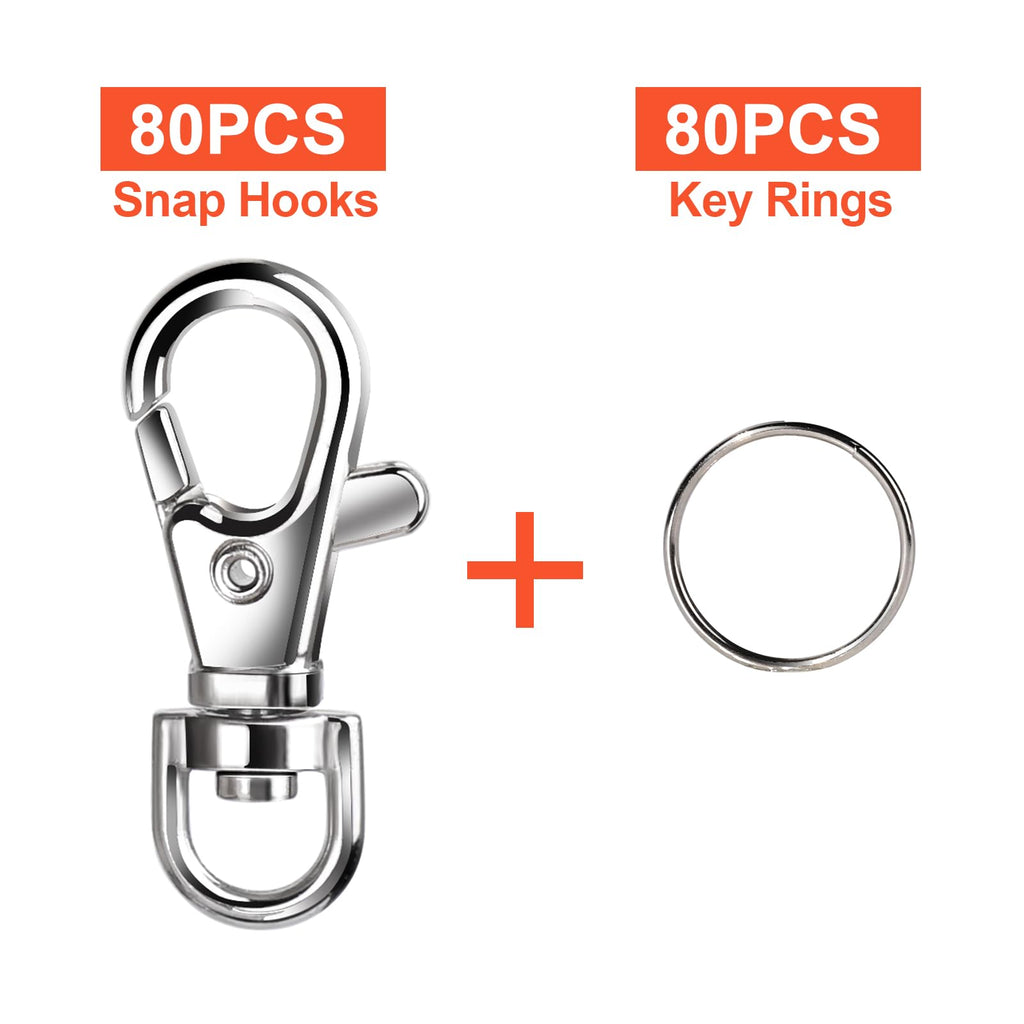 LEOBRO 70PCS Lobster Claw Clasps and Key Rings, 35PCS Keychains Clips and 35PCS Key Chain Ring, Keychain Making kit for Key Chain, Jewelry Making, Art Crafts, Silver Jansha Store