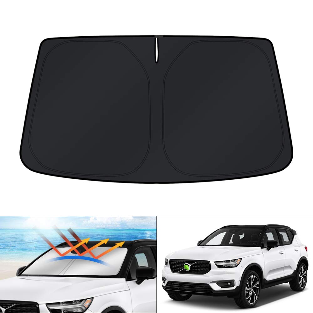 KUST Windshield Sun Shade for 2017-2026 Tesla Model Y/Model 3 Sunshade Accessories (Fit 2025-2026 Model Y Juniper / 2024 Model 3 Highland) Upgraded Foldable Sunshade, Blocks UV Rays Keep Car Cool Jansha Store