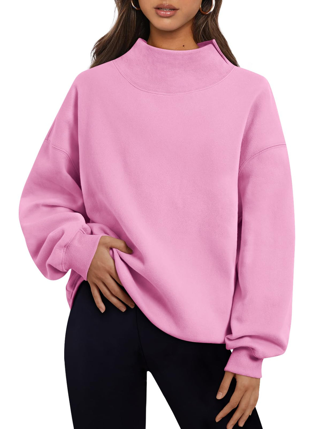 Trendy Queen Womens Mock Neck Sweatshirts Oversized Pullover Fall Outfits Jansha Store