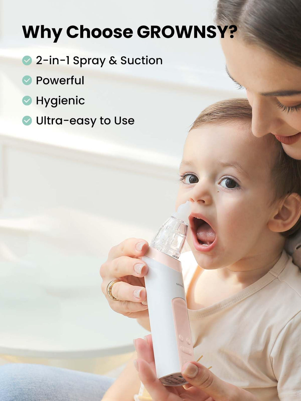 GROWNSY Baby Nasal Aspirator, Electric Nose Sucker, Powerful Suction,Grey Jansha Store