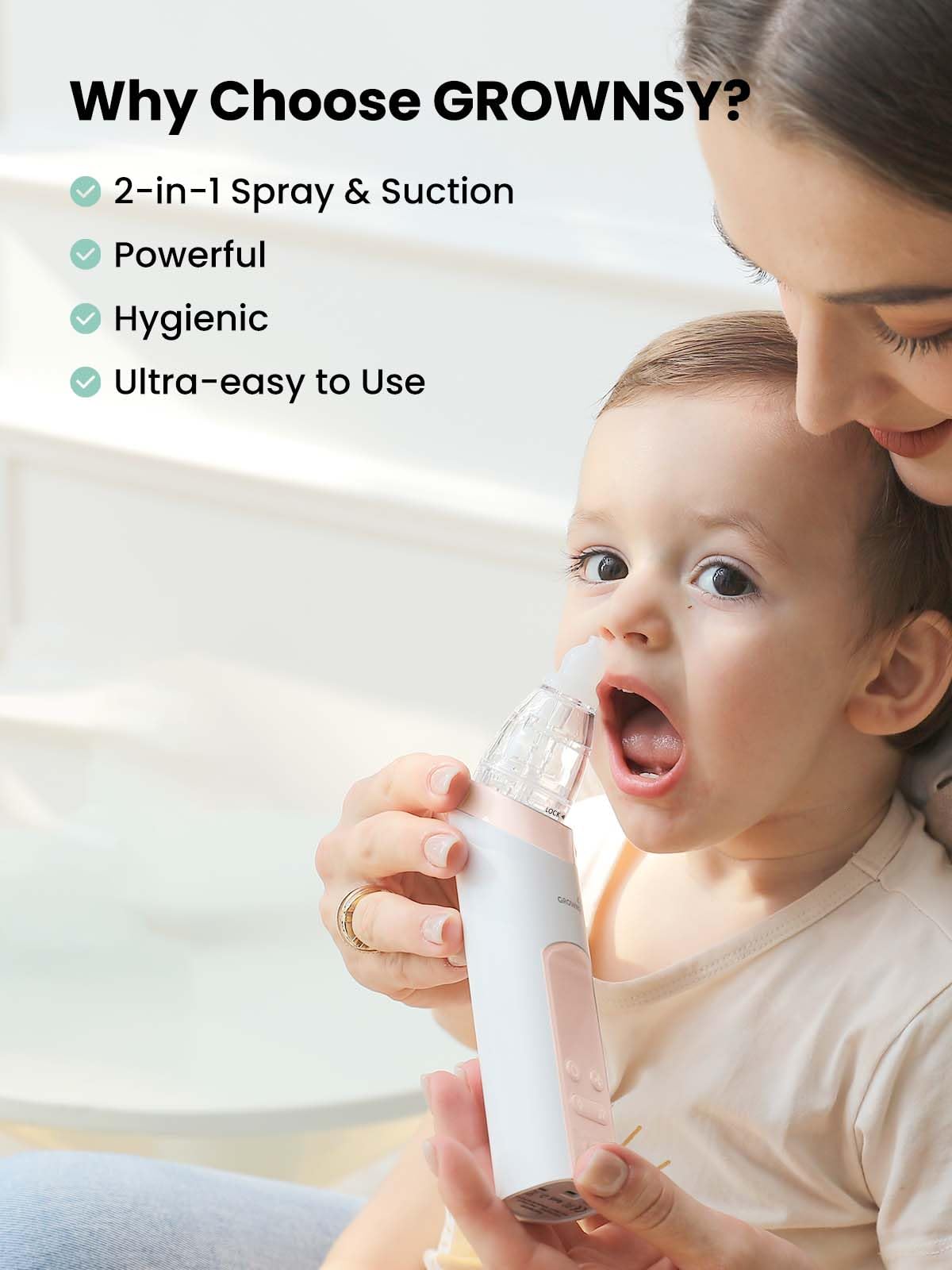 GROWNSY Baby Nasal Aspirator, Electric Nose Sucker, Powerful Suction,Grey Jansha Store