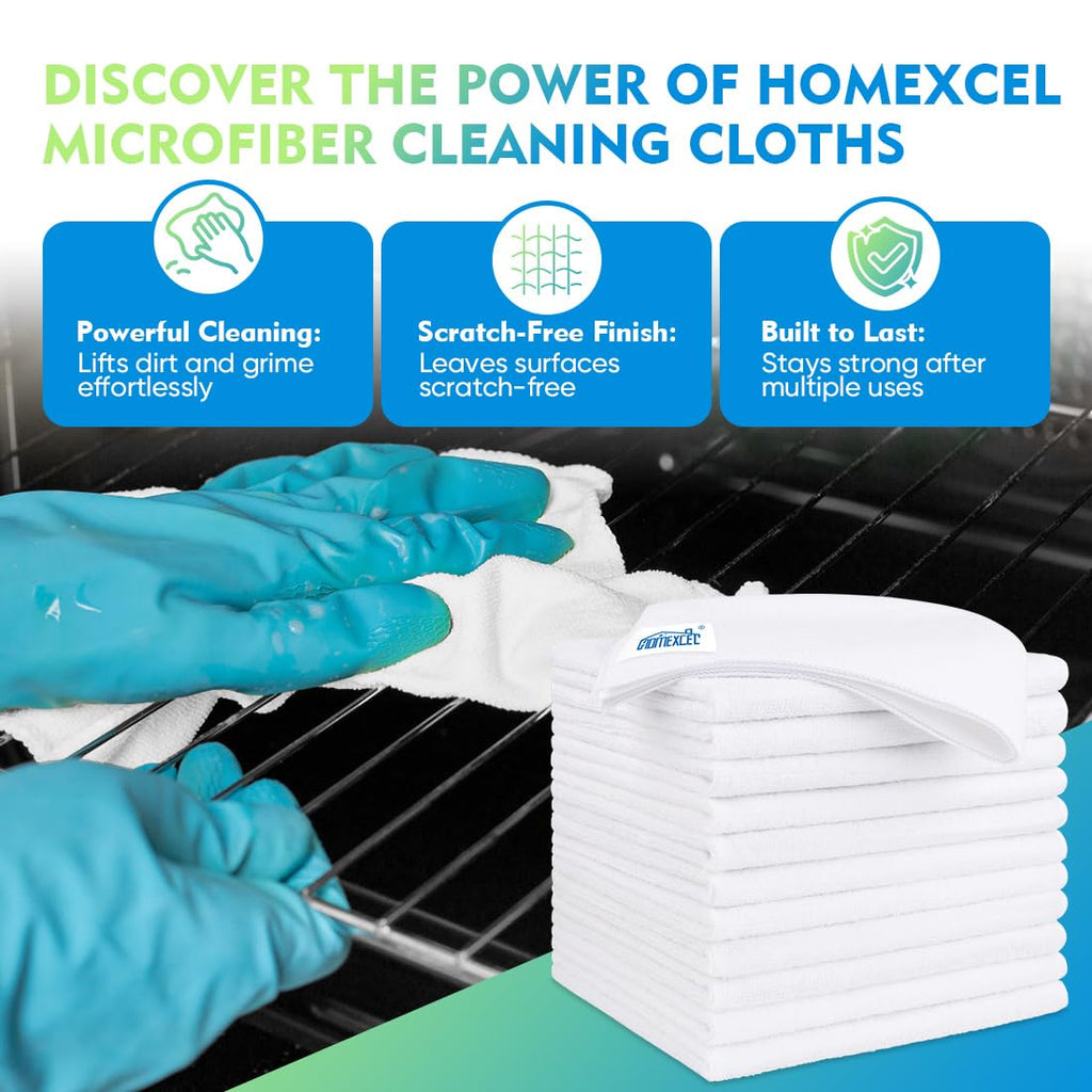 HOMEXCEL Microfiber Cleaning Cloth 12 Pack, 12.5 x 12.5 inch Microfiber Towels for Cars, Ultra Absorbent Washing Cloth, Lint Free Streak Free Cleaning Rags for Car, Kitchen, and Window (Grey) Jansha Store