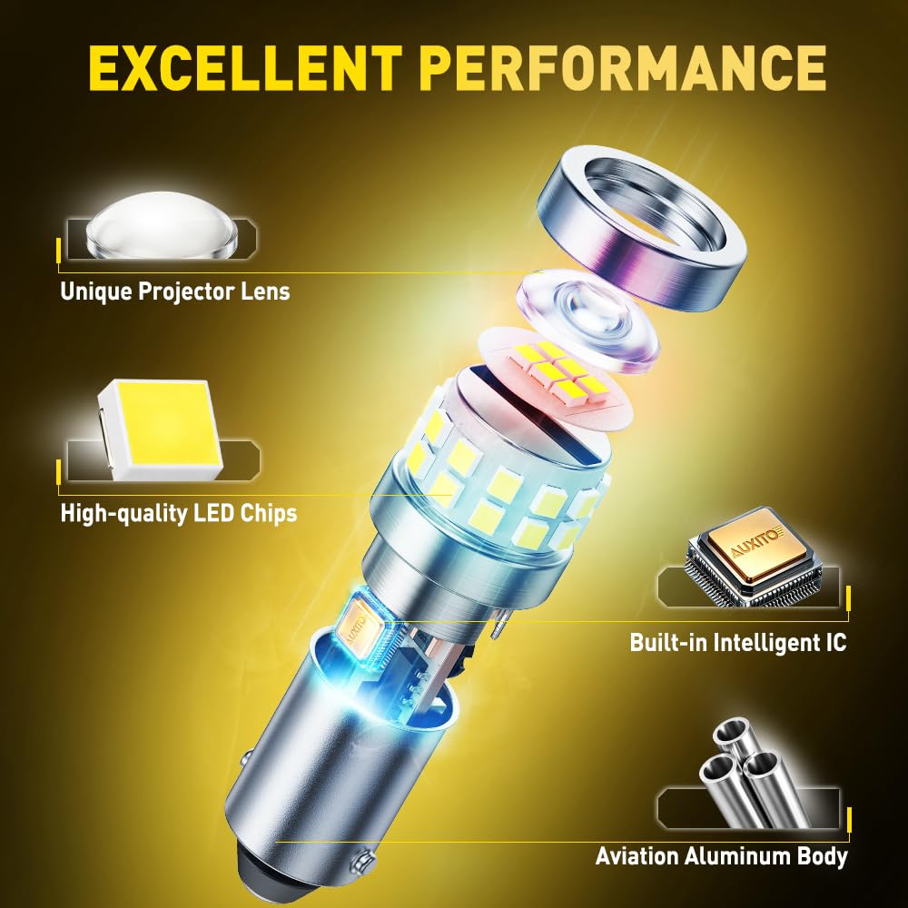 AUXITO 194 LED Bulbs for License Plate Light 168 175 2825 W5W T10 24-SMD 3014 Chipsets 6000K White for Car Dome Door Map Dash Courtesy Cargo License Plate Lights, Pack of 2 Jansha Store