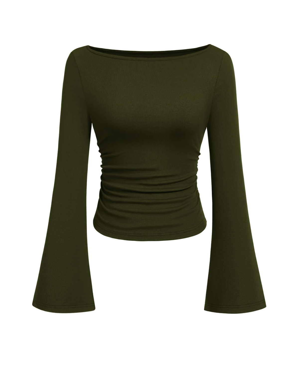 PRETTYGARDEN Womens Bell Long Sleeve Ribbed Knit Tops Jansha Store