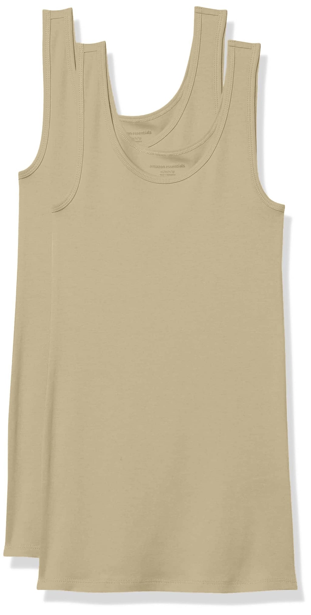 Amazon Essentials Women's Slim-Fit Ribbed Scoop Neck Tank Tops, Pack of 2 Jansha Store