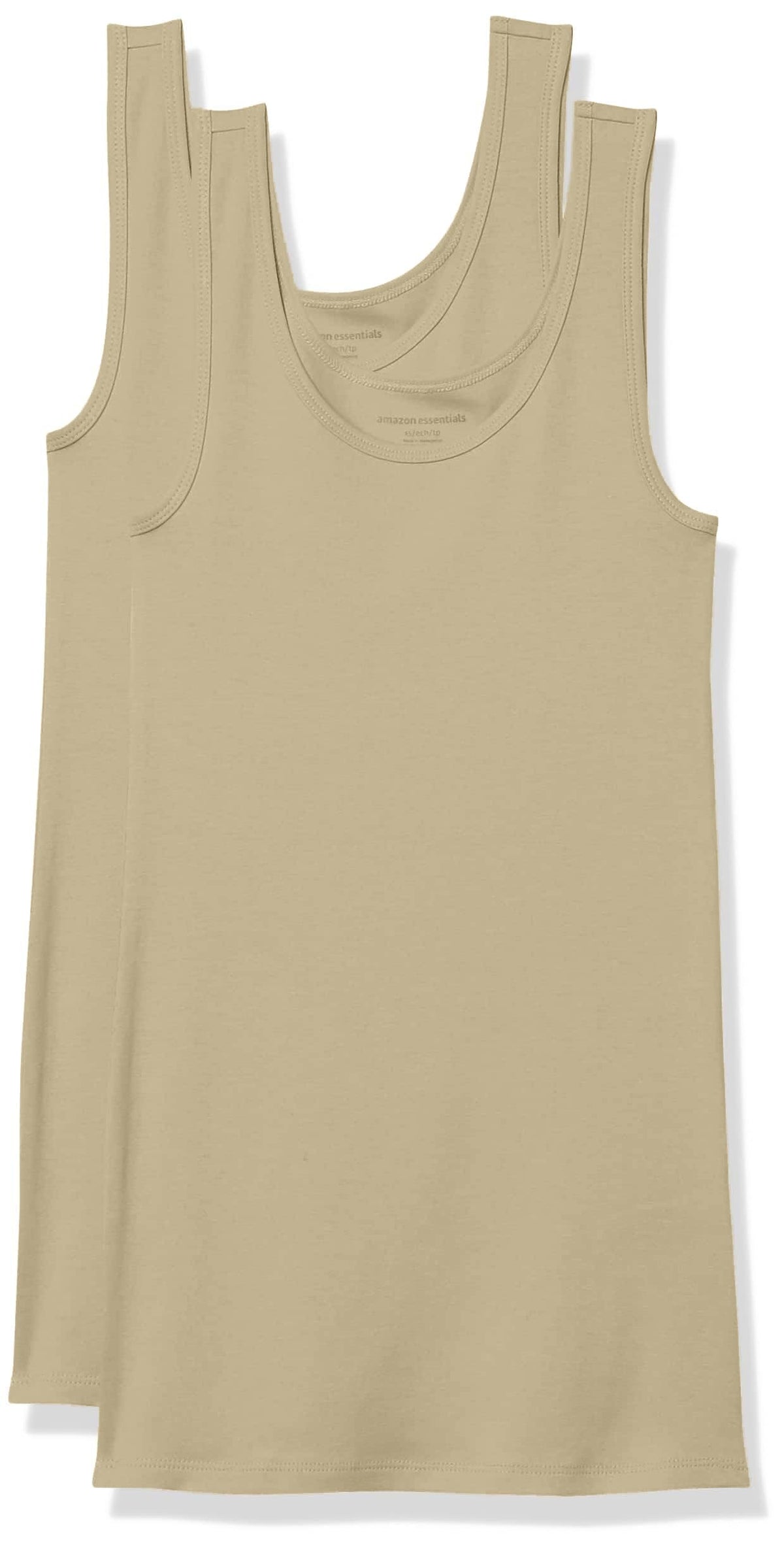 Amazon Essentials Women's Slim-Fit Ribbed Scoop Neck Tank Tops, Pack of 2 Jansha Store
