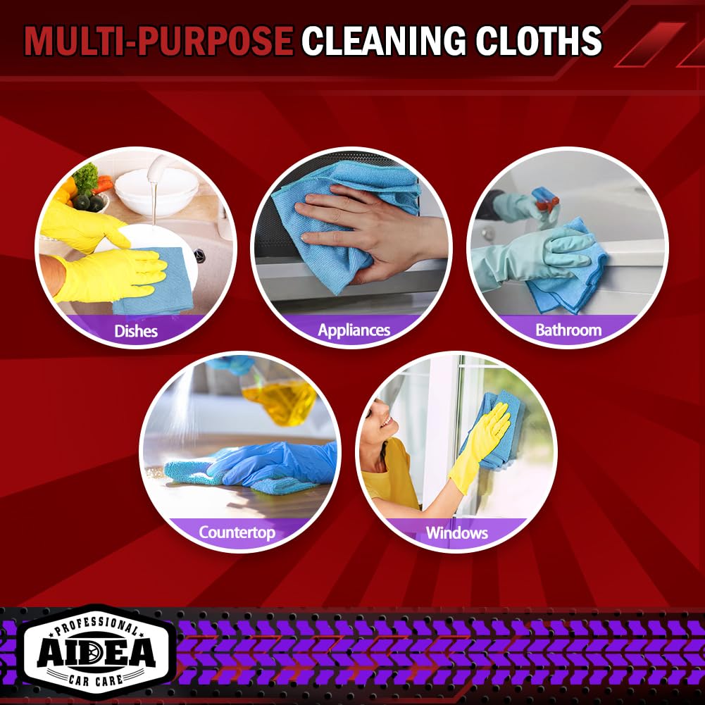 AIDEA Microfiber Cleaning Cloth-50PK, Microfiber Towels for Cars, 12"×12" Jansha Store