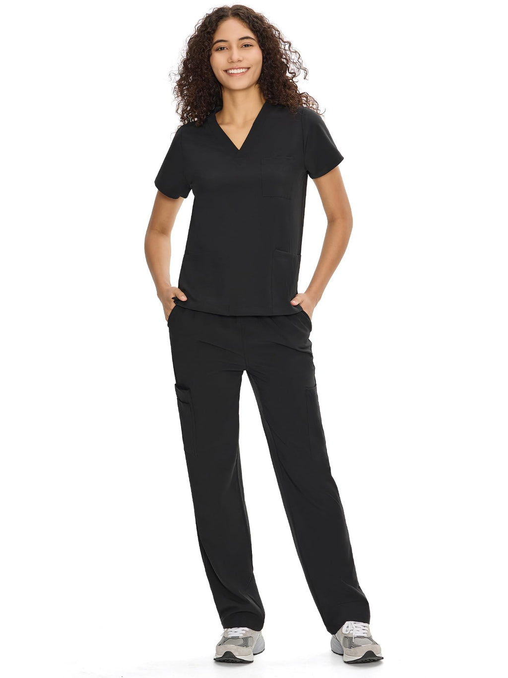 COZYFIT Scrubs for Women Set - V-Neck & Straight Leg Pants with 9 Pockets Jansha Store