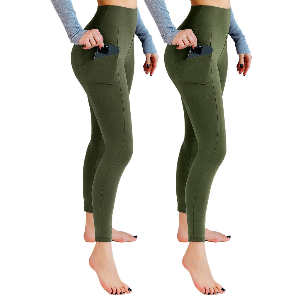 Leafigure 2-Pack High Waist Leggings with Pockets for Women Jansha Store