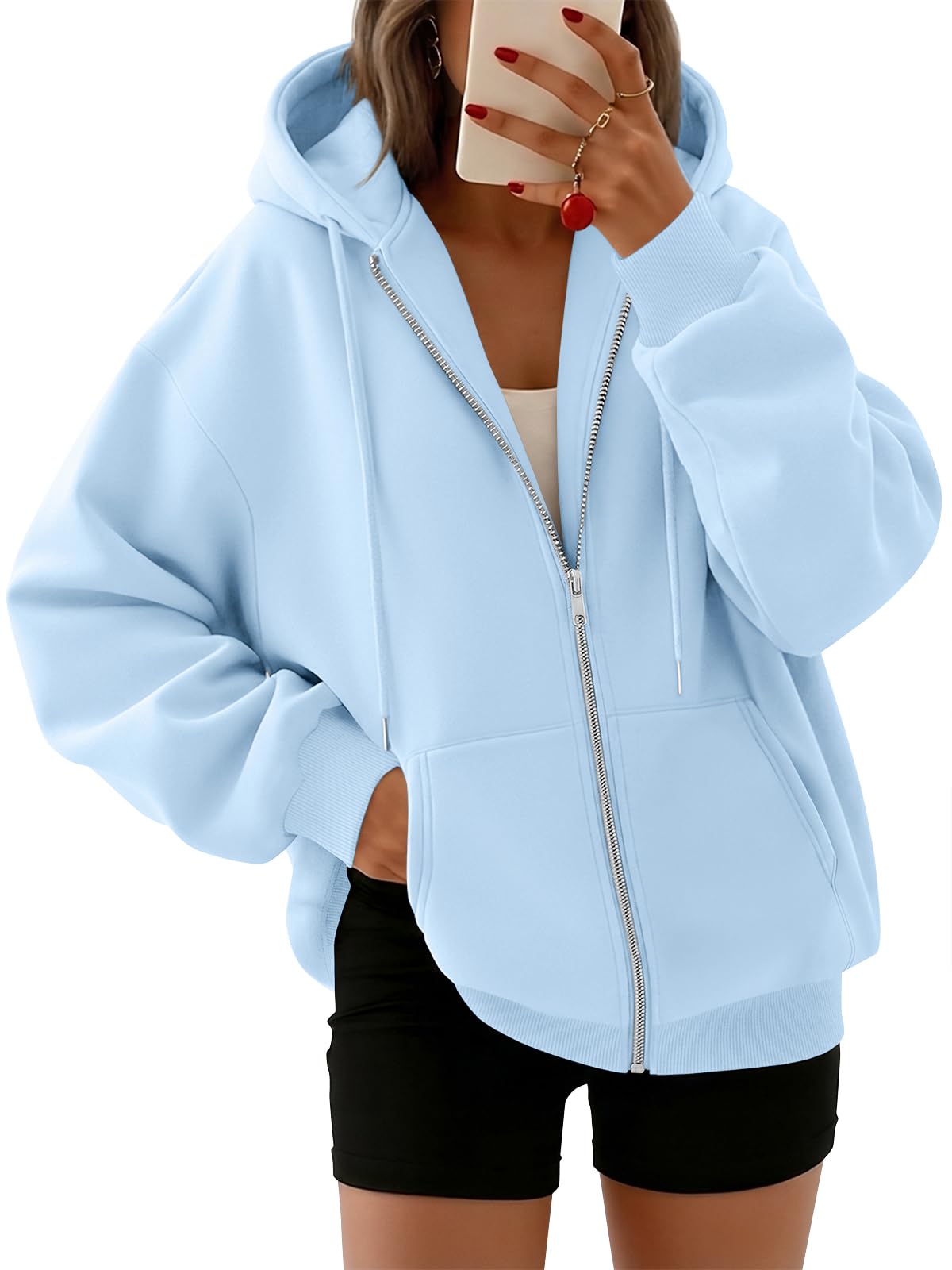 Trendy Queen Womens Oversized Zip Up Hoodies Y2K Fall Sweatshirts 2026 Jansha Store