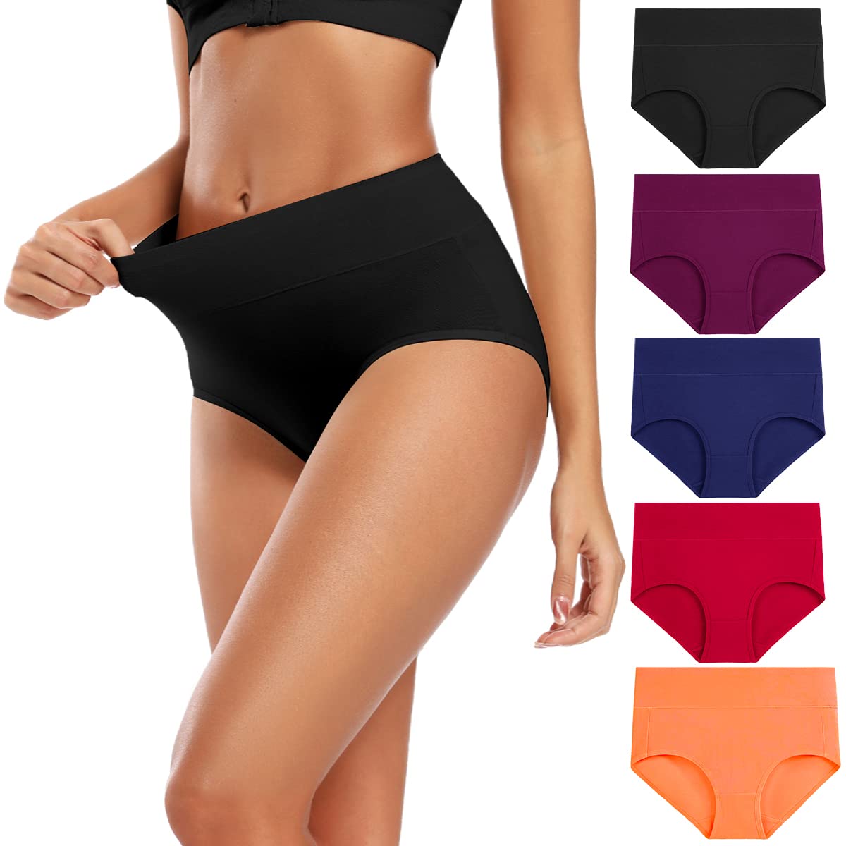 Molasus Women's Cotton Underwear High Waisted Full Coverage Ladies Panties (Regular & Plus Size) Jansha Store