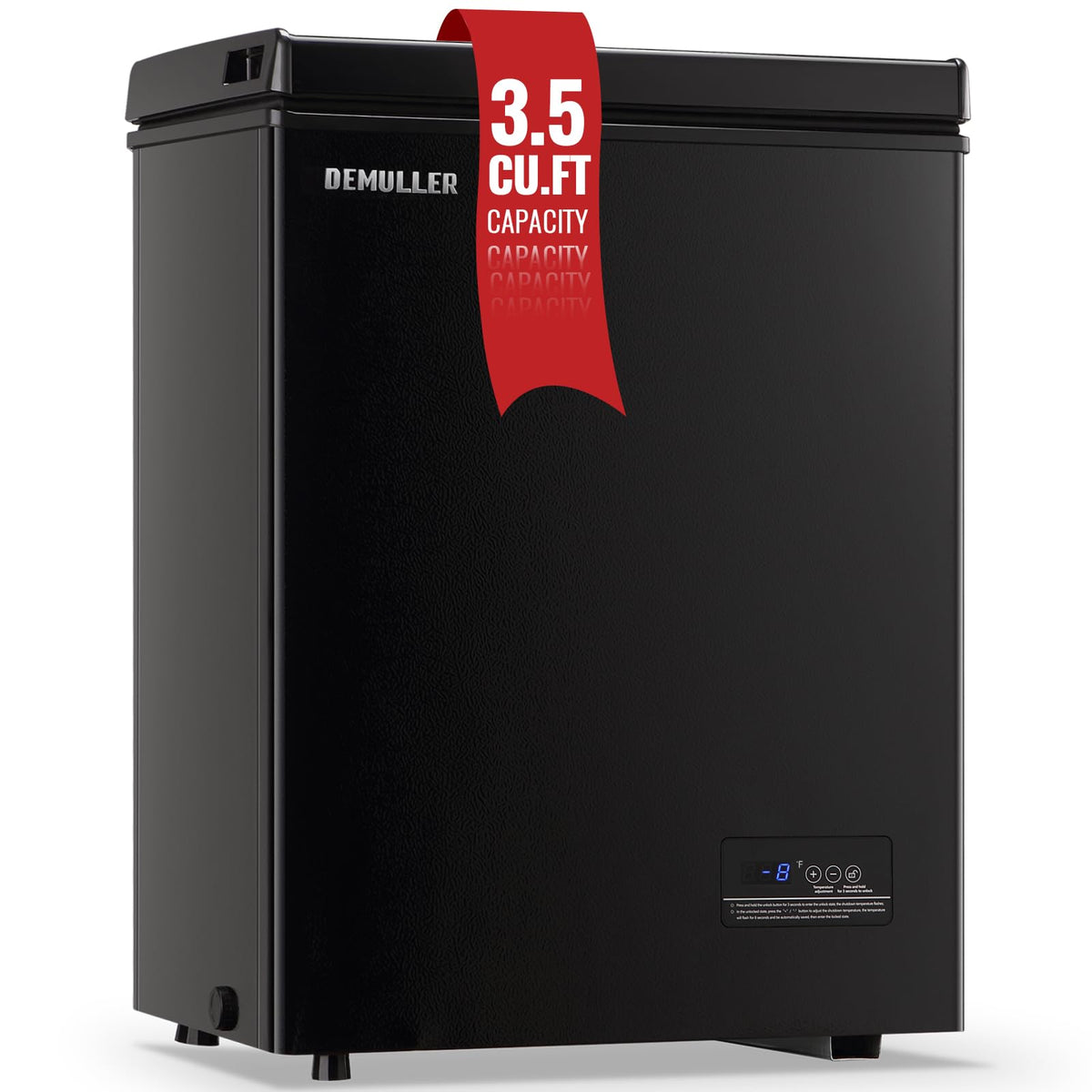 DEMULLER Chest Freezer 5.0Cubic Feet Deep Freezer Freestanding Freezers with 2 Removable Stainless Steel Basket, Mini Freezer Top Open Door Compact Freezer with Electronic Control 41℉ to -15℉BLACK Jansha Store