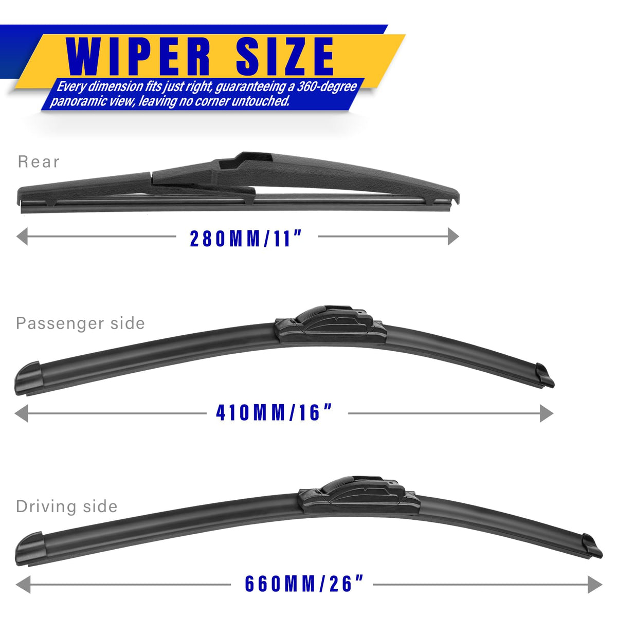 3 Wipers Fits Subaru Forester 2012-2018 Outback 2015-2019 Wiper Blades Jansha Store