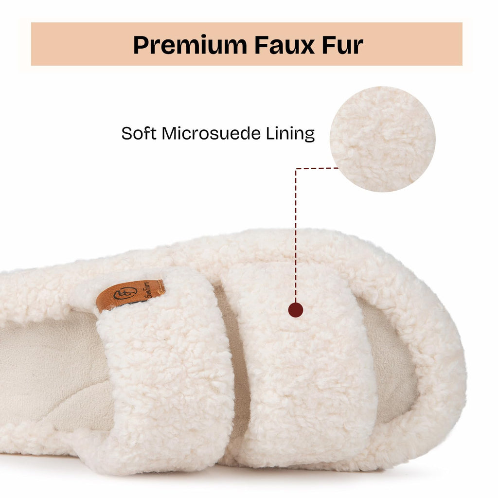 EverFoams Womens Fuzzy Open-toe Slippers Memory Foam Indoor House Shoes Jansha Store