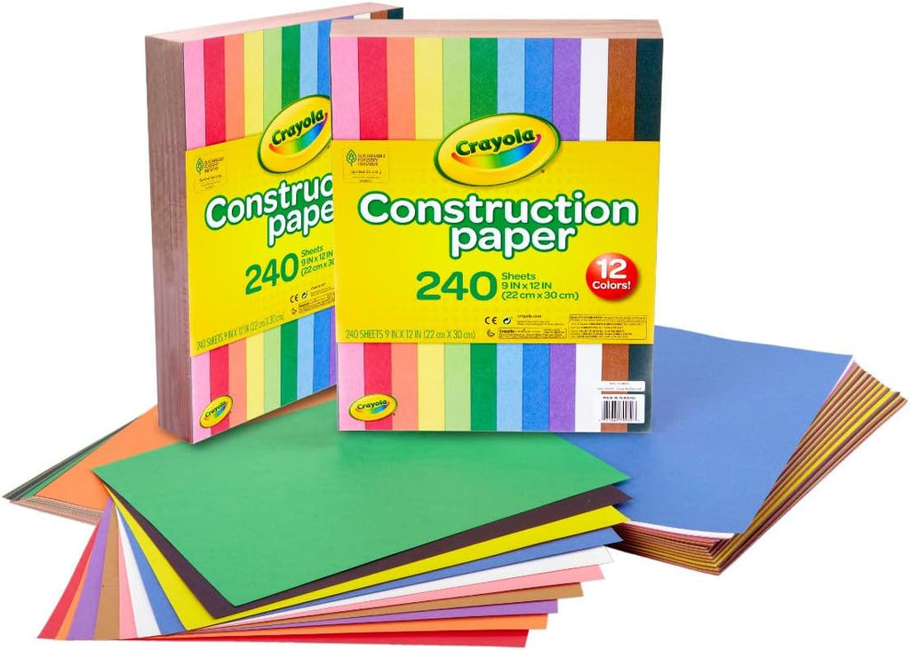 Crayola Construction Paper Bulk Pack (480 Sheets) – 10 Assorted Colors, 9x12, Teacher School Supplies & Classroom Must Haves, Card Making Craft Supplies, Art Paper Jansha Store
