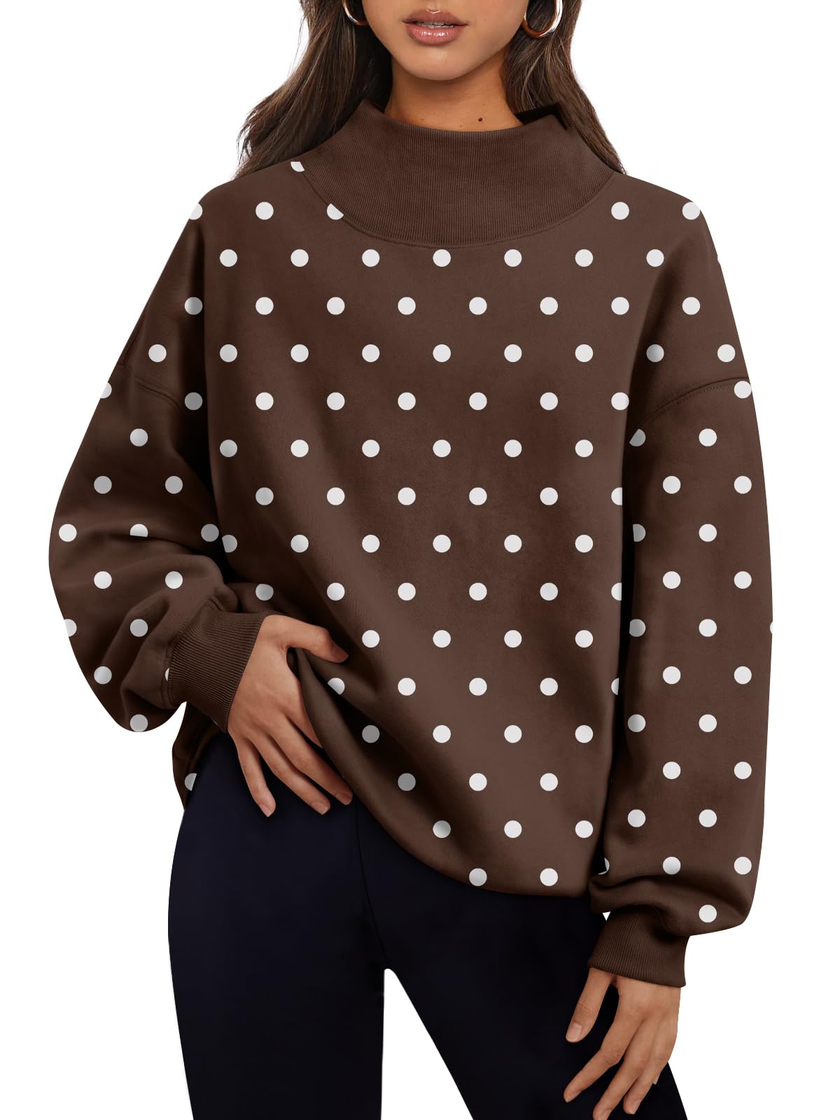 Trendy Queen Womens Mock Neck Sweatshirts Oversized Pullover Fall Outfits Jansha Store