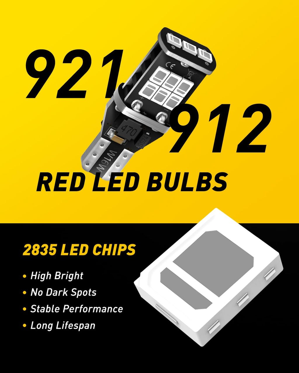AUXITO 912 921 LED Bulb for Backup Light Reverse Lights High Power 2835 15-SMD Chipsets Error Free T15 906 922 W16W Bulbs, 6000K White, Automotive Light Bulbs (Upgraded, Pack of 2) Jansha Store