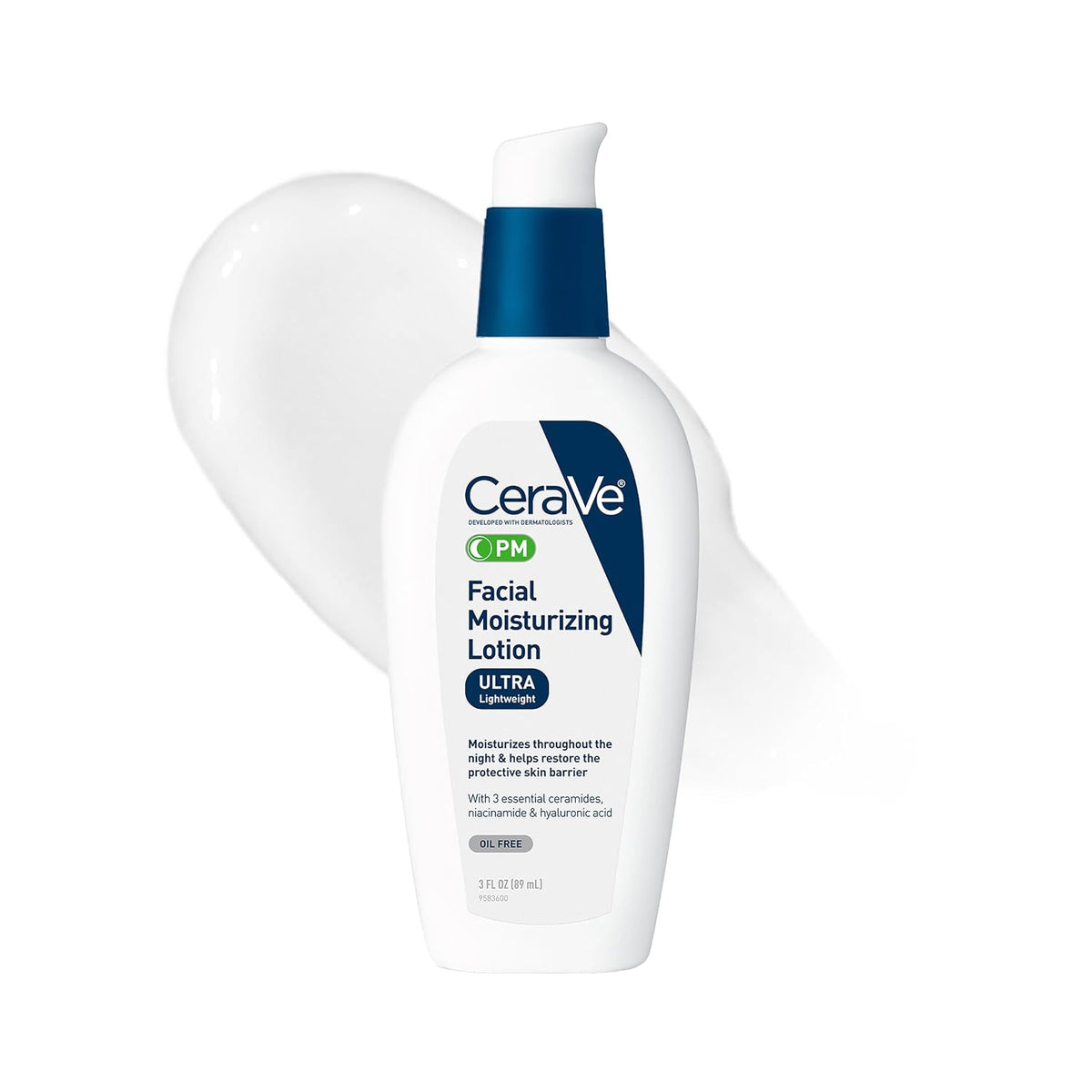 CeraVe PM Daily Facial Moisturizer, Skin Care for Dry Skin, Oil-Free, 3oz Jansha Store