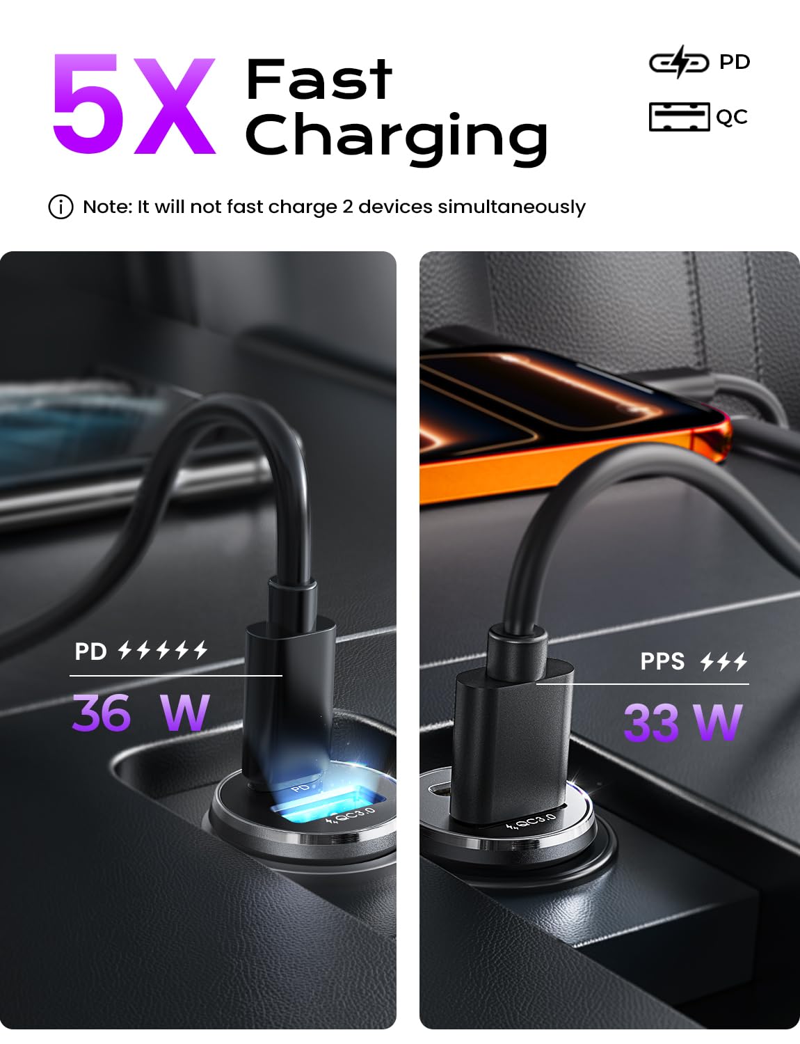 LISEN Car Charger USB C, 69W Cigarette Lighter USB Charger Adapter, 2 Pack Jansha Store
