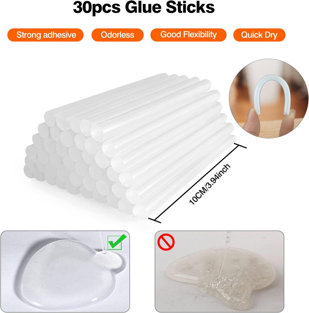 SHJADE Hot Glue Gun with 30 Glue Sticks, 20W Mini Hot Melt Gun Kit(White) Jansha Store