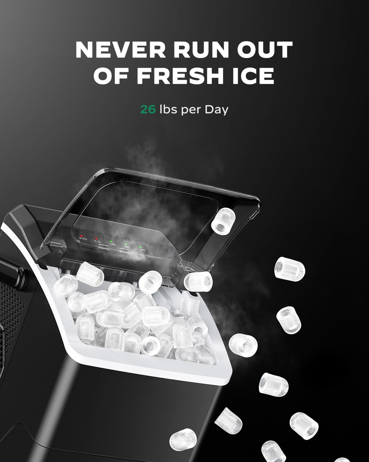 Silonn Ice Maker Countertop, 9 Cubes Ready in 6 Mins, 26lbs in 24Hrs, Self-Cleaning Ice Machine with Ice Scoop and Basket, 2 Sizes of Bullet Ice for Home Kitchen Office Bar Party Jansha Store