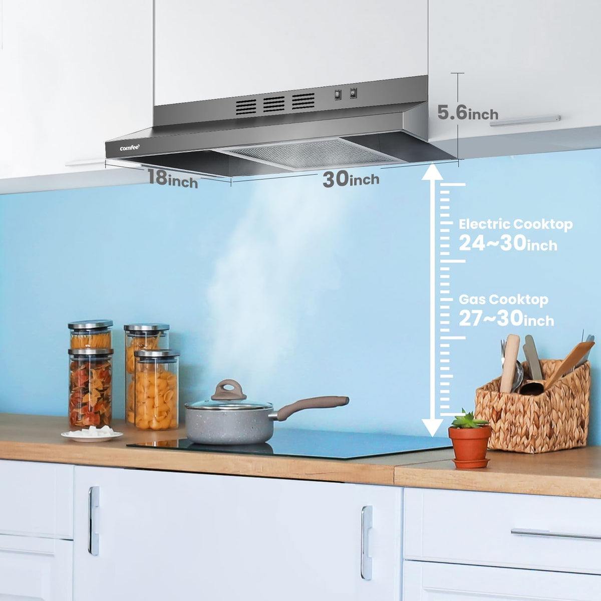 COMFEE' Range Hood 30 Inch Under Cabinet 200 CFM Ducted/Ductless Jansha Store