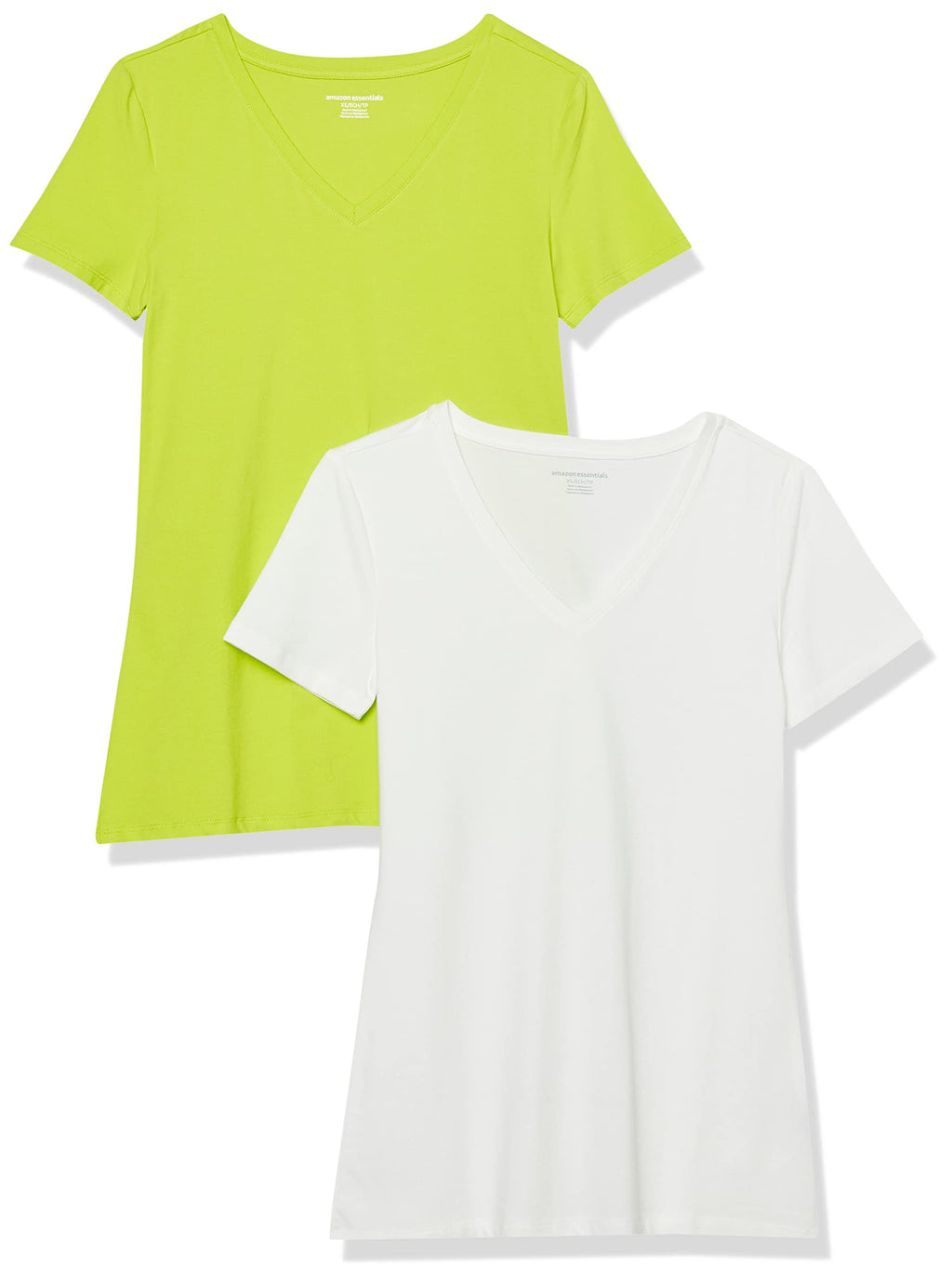 Amazon Essentials Women's Regular-Fit Short-Sleeve T-Shirt (V-Neck or Crewneck), Cotton Modal Blend, Pack of 2 Jansha Store